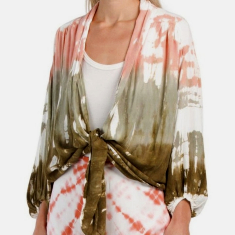 NWT Young Fabulous & Broke (YFB) Tie-Dye Tie Front Milia Blouse, Sz S